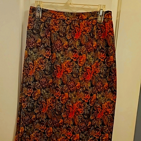 Designer Long Coat w/Matching Skirt by K.B., Sz 10, Sparkly Rose/Brown Floral - Picture 11 of 13